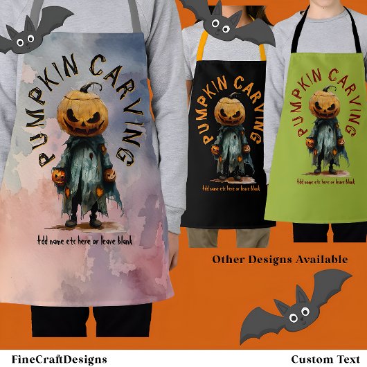 Pumpkin Head Scarecrow Spooky Carving Party Bl C6 Schürze