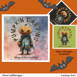 Pumpkin Head Scarecrow Spooky Carving Party Bl C6 Serviette