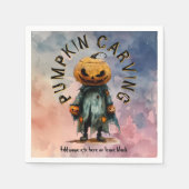 Pumpkin Head Scarecrow Spooky Carving Party Bl C6 Serviette (Vorderseite)