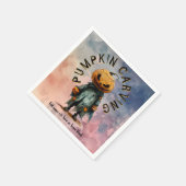 Pumpkin Head Scarecrow Spooky Carving Party Bl C6 Serviette (Ecke)