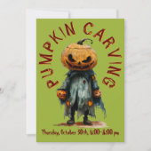 Pumpkin Head Scarecrow Spooky Carving Party Bu C6 Einladung (Vorderseite)