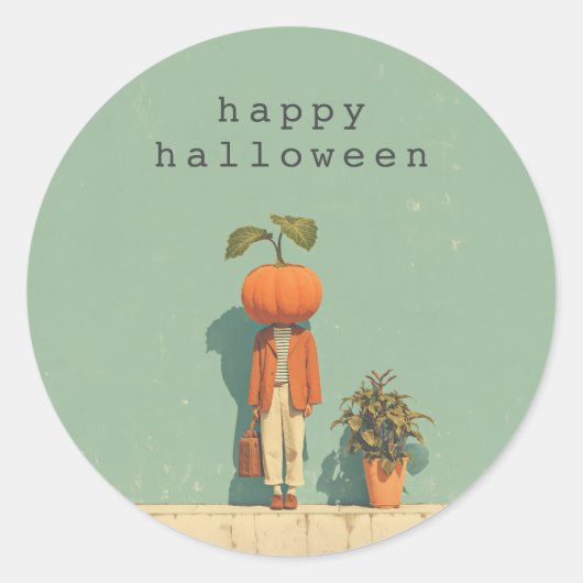 Pumpkin Head Surreal Portrait Runder Aufkleber (Vorderseite)