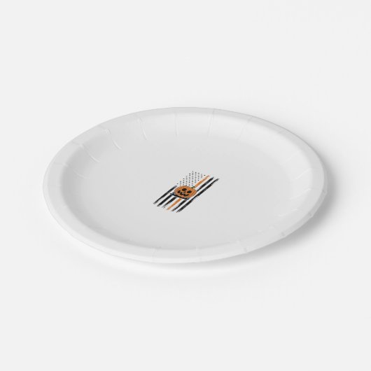 Pumpkin Head US Flag Pappteller (Schrägansicht)