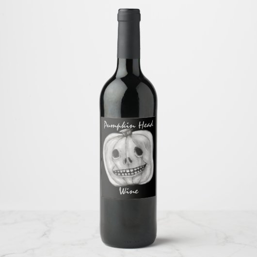 Pumpkin Head Wine | Halloween Weinetikett (Vorderseite)