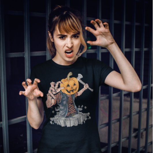 Pumpkin Head Zombie Killer Halloween T - Shirt