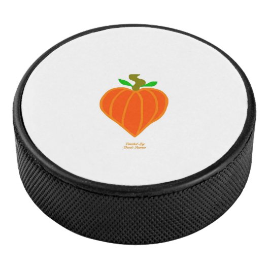 Pumpkin Heart Hockey Puck (3/4)