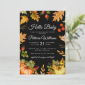 Pumpkin Hello Baby Foliage Herbst Babydusche Einladung (Stehend Vorderseite)