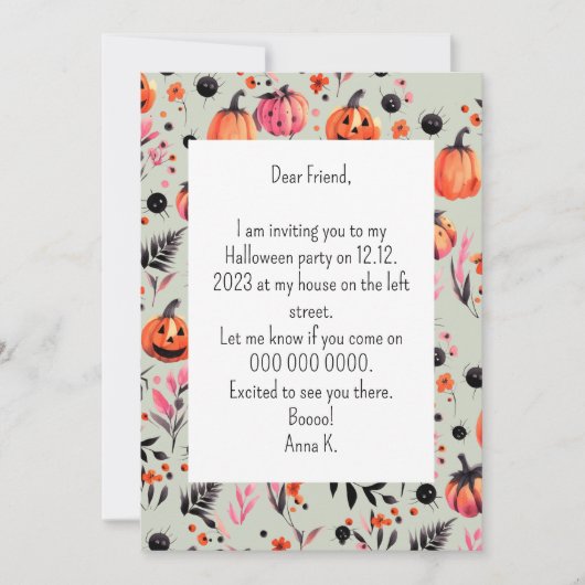 Pumpkin Helloween Einladung (Vorderseite)