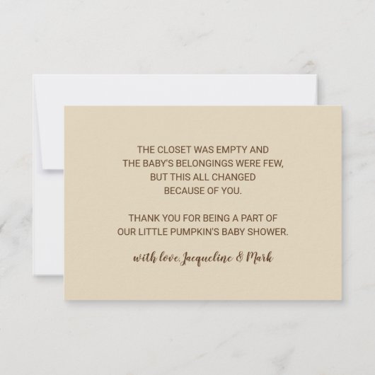 Pumpkin Herbst Baby Dusche Danke (Rückseite)