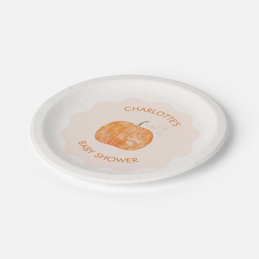 Pumpkin Herbst Babydusche Personalisiert Pappteller (Schrägansicht)