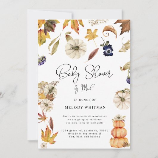 Pumpkin Herbst Blumendusche per Mail Einladung (Vorderseite)