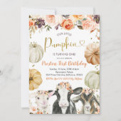 Pumpkin Herbst Blumenfarm Geburtstag Einladung (Vorderseite)