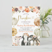 Pumpkin Herbst Blumenfarm Geburtstag Einladung (Stehend Vorderseite)