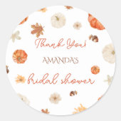 Pumpkin Herbst Brautparty danke Runder Aufkleber (Vorderseite)