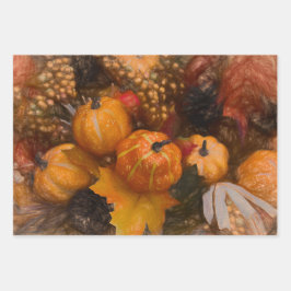 Pumpkin Herbst Burnt Orange Vintage Antike Kunst Geschenkpapier Set