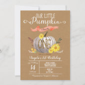 Pumpkin Herbst Erster 1. Geburtstag Einladung (Vorderseite)