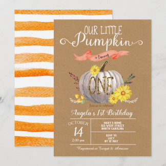 Pumpkin Herbst Erster 1. Geburtstag Einladung