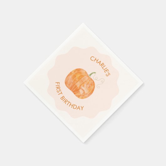 Pumpkin Herbst Erster 1. Geburtstag Serviette (Ecke)