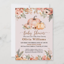 Pumpkin Herbst Floral Baby Dusche in Invitat