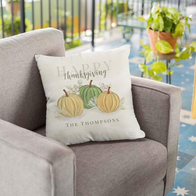 Pumpkin Herbst glücklich Thanksgiving Custom Kissen (Fall autumn pumpkin gourds personalized throw pillow. )
