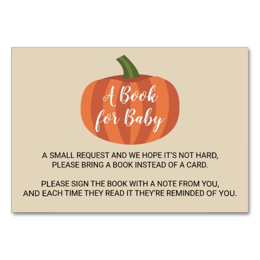Pumpkin Herbst Herbst Babyduschbuch für Babykarte Tischnummer (Vorderseite)
