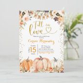 Pumpkin Herbst Herbst Liebe Brautparty Invitati Einladung (Stehend Vorderseite)