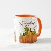 Pumpkin Herbst Herbst Orange Individuelle Name Was Tasse (VorderseiteRechts)