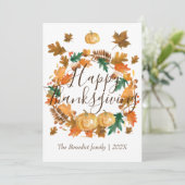 Pumpkin Herbst Herbstlaub glücklich danken Feiertagskarte (Stehend Vorderseite)