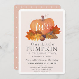 Pumpkin Herbst lässt Blush Pink Girl 2. Geburtstag Einladung
