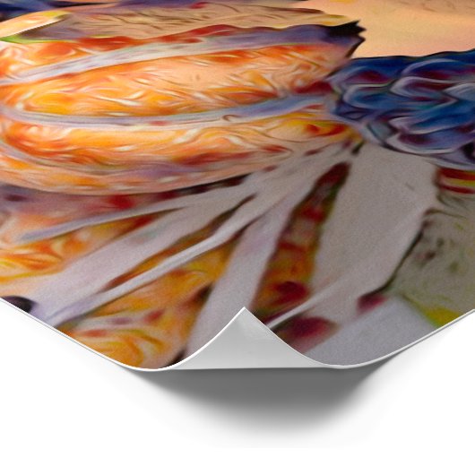 Pumpkin Herbst Orange Blätter Digitale Malerei Poster (Ecke)