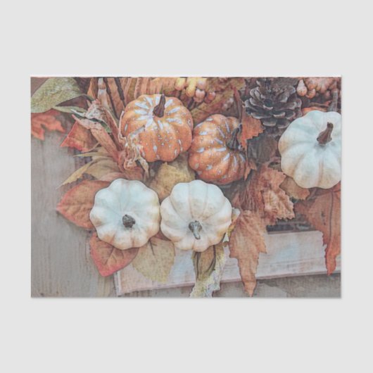 Pumpkin Herbst Orange Vintage Antike Seidenpapier (Vorderseite)