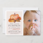 Pumpkin Herbst Pink Foto Virtual 1. Geburtstag Einladung (Vorderseite)