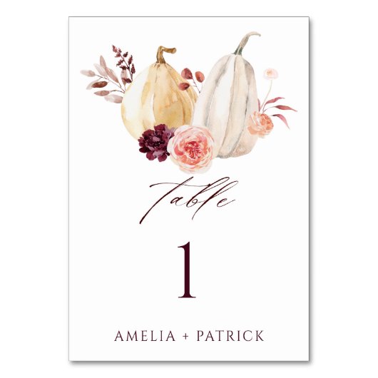 Pumpkin Herbst Rustikale Hochzeit Tischnummer (Vorderseite)