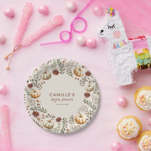 Pumpkin Herbst Rustikales Brautparty Pappteller (Party)