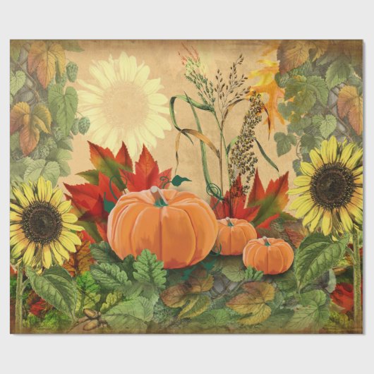 Pumpkin Herbst Sonnenblume Geschenkpapier (Flach)