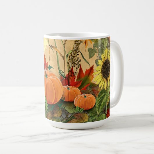 Pumpkin Herbst Sonnenblume Kaffeetasse (VorderseiteRechts)