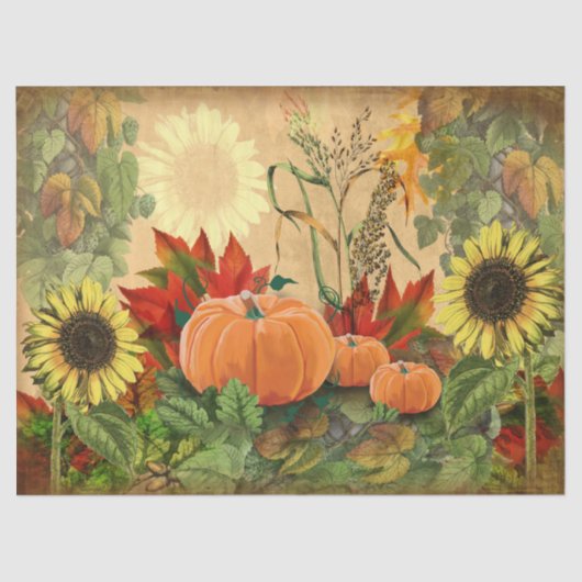 Pumpkin Herbst Sonnenblume Seidenpapier (Vorderseite)