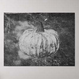 Pumpkin Herbst Vintag Schwarz-Weiß-Textur Poster
