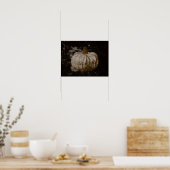 Pumpkin Herbst Vintage weiße Sepia Schwarze Textur Poster (Küche)