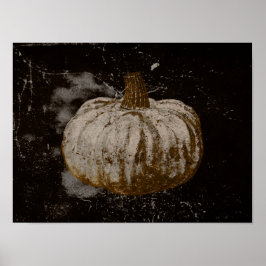 Pumpkin Herbst Vintage weiße Sepia Schwarze Textur Poster