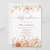 Pumpkin Herbst Wildblumen Kinderdusche Einladung (Vorderseite)