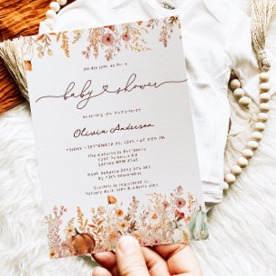 Pumpkin Herbst Wildblumen Kinderdusche Einladung