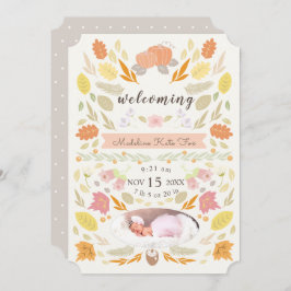 Pumpkin Herbstblätterung Foto Geburtsankündigung Einladung