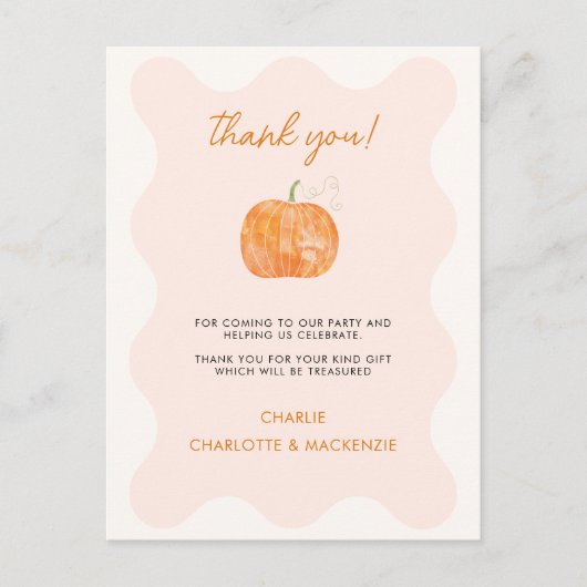 Pumpkin Herbstfall Danke Postkarte (Vorderseite)