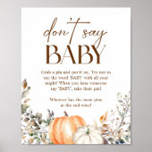 Pumpkin Herbstfalldusche sagt nicht Baby Poster (Vorne)