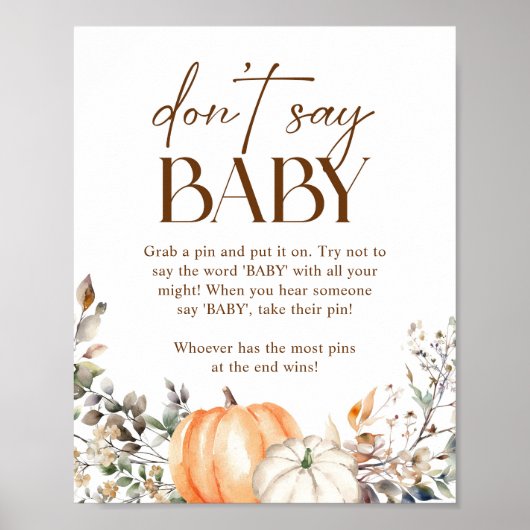 Pumpkin Herbstfalldusche sagt nicht Baby Poster (Vorne)