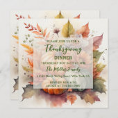 Pumpkin Herbstfarben Erntedank Abendessen Einladun Einladung (Vorne/Hinten)