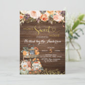 Pumpkin Herbstfloral Rustikales Party Einladung (Stehend Vorderseite)