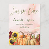 Pumpkin Herbstflorale Hochzeit im Herbst Save the Postkarte (Vorderseite)