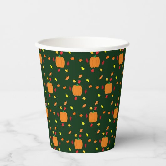 Pumpkin-Herbstlaub Pappbecher (Vorderseite)